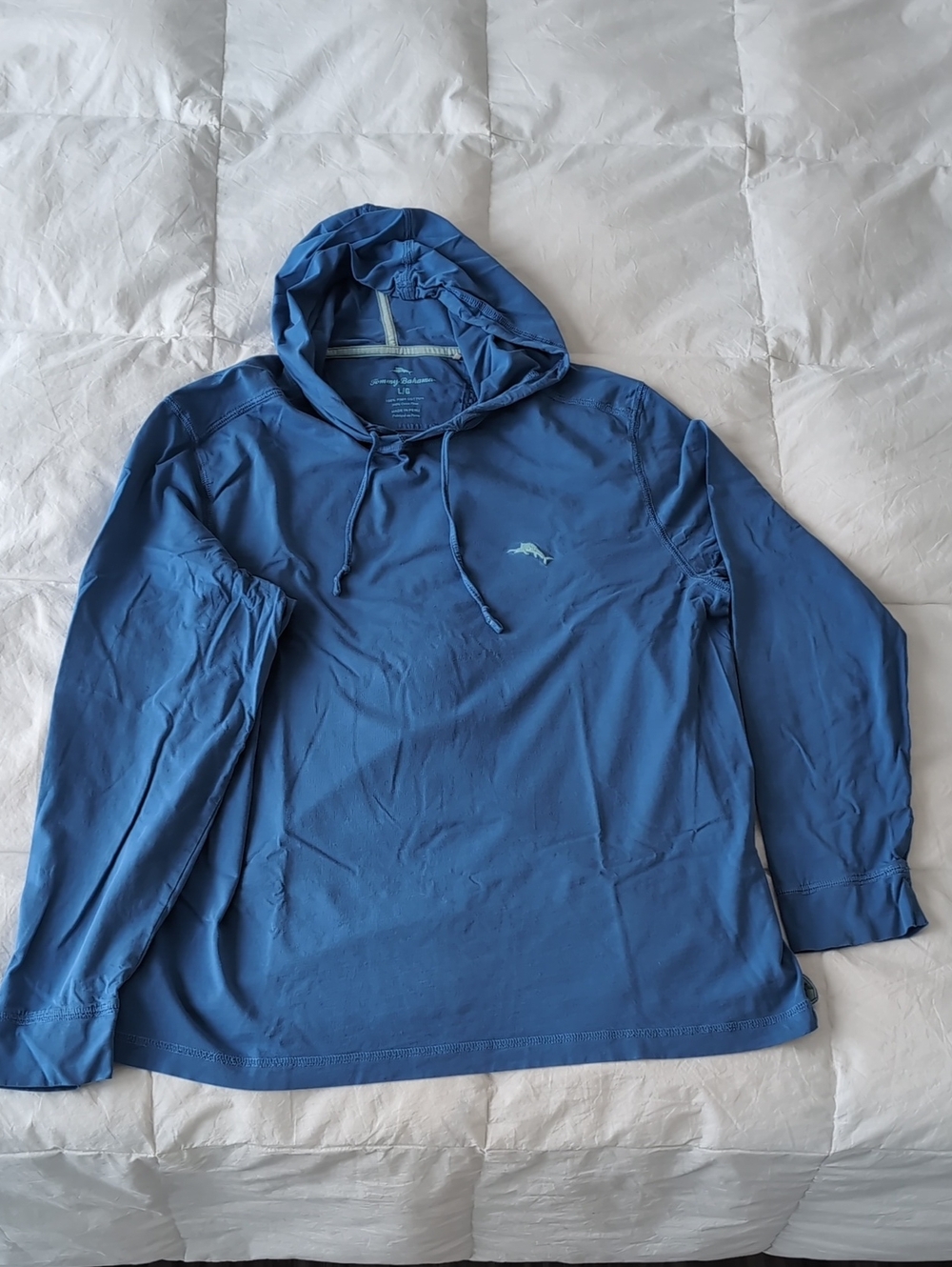 Tommy Bahama Bali Beach Men's Lightweight Blue Hoodie Large